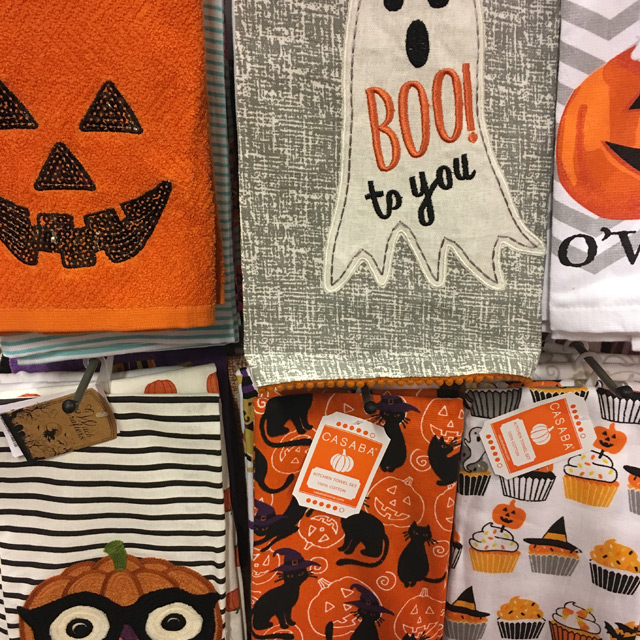 Halloween-themed tea towels or dish cloths